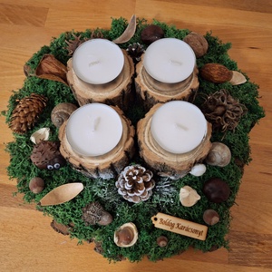 Erdei,  természetes adventi koszorú  - karácsony - adventi díszek - adventi koszorú - Meska.hu