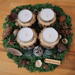 Erdei,  természetes adventi koszorú  - karácsony - adventi díszek - adventi koszorú - Meska.hu