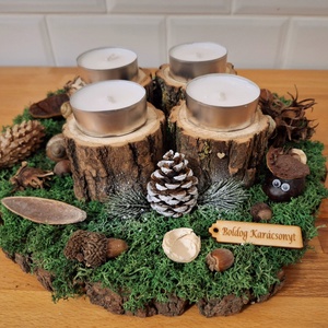 Erdei,  természetes adventi koszorú , Karácsony, Adventi díszek, Adventi koszorú, , MESKA