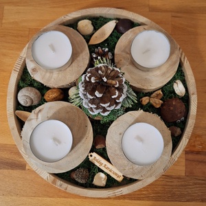 Erdei, természetes adventi koszorú , Karácsony, Adventi díszek, Adventi koszorú, Mindenmás, MESKA