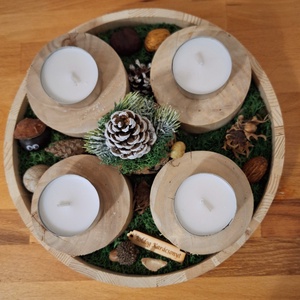 Erdei,  természetes adventi koszorú  - karácsony - adventi díszek - adventi koszorú - Meska.hu