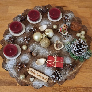 Adventi koszorú, pirított mandula illatú mécsesekkel,  rénszarvassal , Karácsony, Adventi díszek, Adventi koszorú, Mindenmás, MESKA