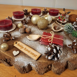 Adventi koszorú, pirított mandula illatú mécsesekkel,  rénszarvassal  - karácsony - adventi díszek - adventi koszorú - Meska.hu