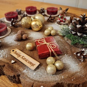 Adventi koszorú, pirított mandula illatú mécsesekkel, rénszarvassal  - karácsony - adventi díszek - adventi koszorú - Meska.hu