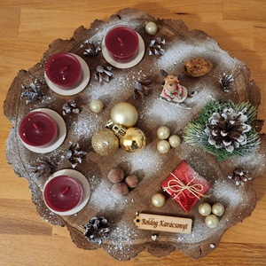 Adventi koszorú, pirított mandula illatú mécsesekkel, rénszarvassal  - karácsony - adventi díszek - adventi koszorú - Meska.hu