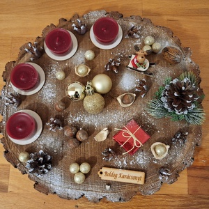 Adventi koszorú,  pirított mandula illatú mécsesekkel,  rénszarvassal  - karácsony - adventi díszek - adventi koszorú - Meska.hu