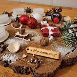 Adventi koszorú,  természetes adventi koszorú fa alapon  - karácsony - adventi díszek - adventi koszorú - Meska.hu