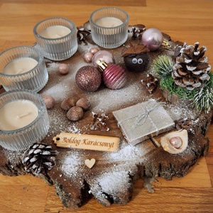 Adventi koszorú, cserélhető mécsesekkel,  vanília illatú mécsesekkel  - karácsony - adventi díszek - adventi koszorú - Meska.hu