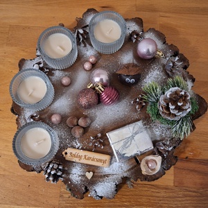 Adventi koszorú, cserélhető mécsesekkel,  vanília illatú mécsesekkel , Karácsony, Adventi díszek, Adventi koszorú, Mindenmás, MESKA