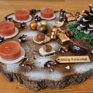 Adventi koszorú,  természetes, sült alma illatú mécsesekkel - karácsony - adventi díszek - adventi koszorú - Meska.hu