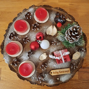 Adventi koszorú, sült alma illatú mécsesekkel  - karácsony - adventi díszek - adventi koszorú - Meska.hu