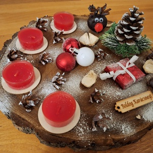 Adventi koszorú, sült alma illatú mécsesekkel  - karácsony - adventi díszek - adventi koszorú - Meska.hu