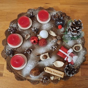 Adventi koszorú,  sült almás mécsesekkel  - karácsony - adventi díszek - adventi koszorú - Meska.hu