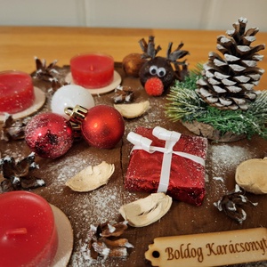 Adventi koszorú,  sült almás mécsesekkel  - karácsony - adventi díszek - adventi koszorú - Meska.hu