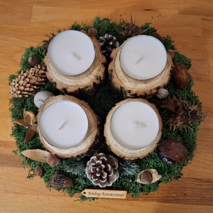 Erdei, természetes adventi koszorú  - karácsony - adventi díszek - adventi koszorú - Meska.hu
