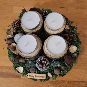 Erdei természetes adventi koszorú,  zuzmóval, műfenyővel  - Meska.hu