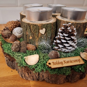 Erdei természetes adventi koszorú,  zuzmóval, műfenyővel  - karácsony - adventi díszek - adventi koszorú - Meska.hu