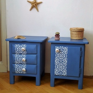 Greek blue - ajtós kis komód, éjjeliszekrény -  - Meska.hu
