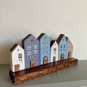 Fali kulcstartó, kék utca - otthon & életmód - dekoráció - fali és függő dekoráció - fali kulcstartó - Meska.hu