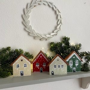 Mézeskalács házikók-karácsonyi ablakdísz - karácsony - adventi díszek - adventi ablakdekoráció - Meska.hu