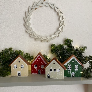 Mézeskalács házikók-karácsonyi ablakdísz - karácsony - adventi díszek - adventi ablakdekoráció - Meska.hu