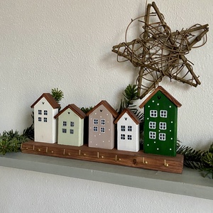 Zöld házikós kulcstartó  - otthon & életmód - dekoráció - fali és függő dekoráció - fali kulcstartó - Meska.hu