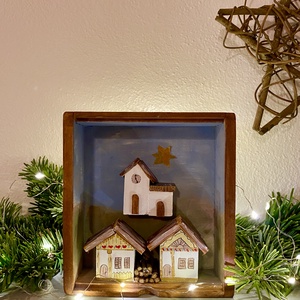 Karácsonyi falu templommal - karácsony - karácsonyi lakásdekoráció - karácsonyi falu, házikó - Meska.hu