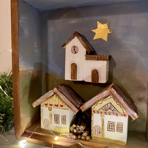 Karácsonyi falu templommal - karácsony - karácsonyi lakásdekoráció - karácsonyi falu, házikó - Meska.hu