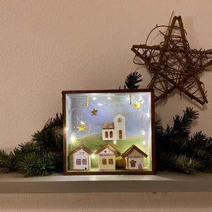 Karácsonyi falu világítással - karácsony - karácsonyi lakásdekoráció - karácsonyi falu, házikó - Meska.hu