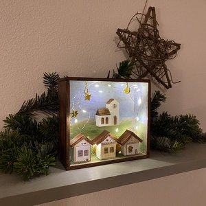 Karácsonyi falu világítással - karácsony - karácsonyi lakásdekoráció - karácsonyi falu, házikó - Meska.hu