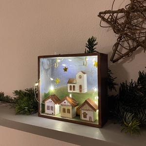 Karácsonyi falu világítással - karácsony - karácsonyi lakásdekoráció - karácsonyi falu, házikó - Meska.hu