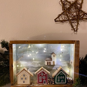 Mézeskalács falu világítással, Karácsony, Adventi díszek, Adventi ablakdekoráció, , MESKA