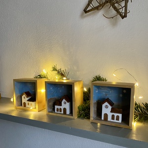 Kicsi templomos kép - karácsony - adventi díszek - adventi ablakdekoráció - Meska.hu