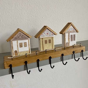 Fekete macskás népi házikós kulcstartó, Otthon & Életmód, Dekoráció, Fali és függő dekoráció, Fali kulcstartó, Famegmunkálás, MESKA