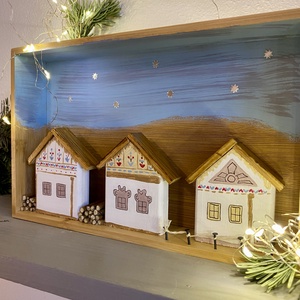 Karácsonyi falucska  - kézműves ajándékötlet - karácsony - adventi díszek - adventi ablakdekoráció - Meska.hu