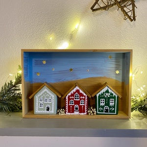 Mézeskalács falucska  - kézműves ajándékötlet - karácsony - adventi díszek - adventi ablakdekoráció - Meska.hu