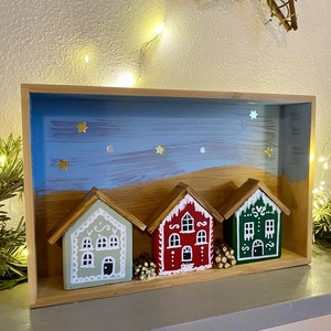 Mézeskalács falucska  - kézműves ajándékötlet - karácsony - adventi díszek - adventi ablakdekoráció - Meska.hu