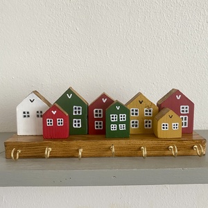 Skandináv utcácska - fali kulcstartó, fogas, akasztó, Otthon & Életmód, Dekoráció, Fali és függő dekoráció, Fali kulcstartó, Famegmunkálás, MESKA