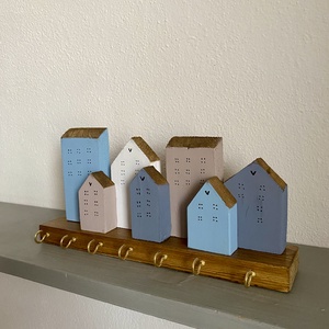 Kék, fehér, homok  színű fogas, kulcstartó - otthon & életmód - bútor - fogas - Meska.hu