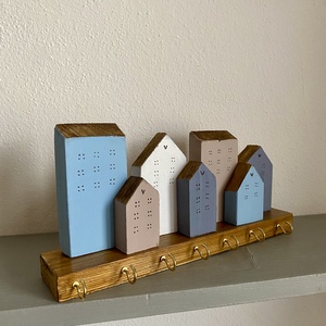 Kék, fehér, homok  színű fogas, kulcstartó - otthon & életmód - bútor - fogas - Meska.hu