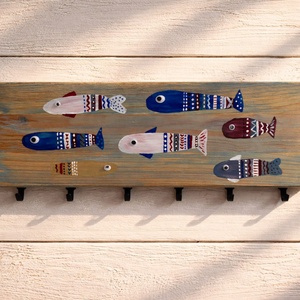 Halak - rusztikus falikép akasztóval - ajándékötlet - fogas - akasztó - kulcstartó - Meska.hu