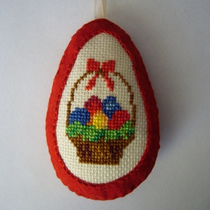 Keresztszemes függődísz filc tojás 12cm magas - otthon & életmód - dekoráció - fali és függő dekoráció - függődísz - Meska.hu