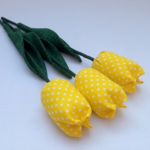  TEXTIL TULIPÁN 3db/csomag(citromsárga apró pöttyös) - otthon & életmód - dekoráció - virágdísz és tartó - csokor & virágdísz - Meska.hu