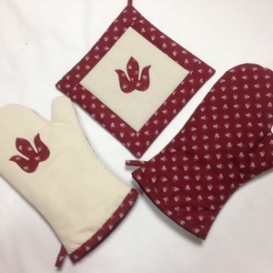 Magyaros mintával Konyhai edényfogó kesztyű 2db és edényalátét - otthon & életmód - konyhafelszerelés, tálalás - konyhai textil - edényfogó & edényfedő - Meska.hu