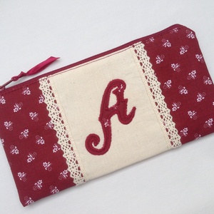 Monogrammos Neszeszer 20x10cm választható betűvel bordó - Meska.hu