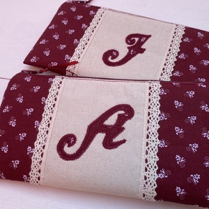 Monogrammos Neszeszer 20x10cm választható betűvel bordó - táska & tok - neszesszer - Meska.hu