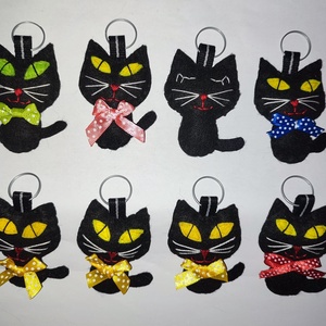 Fekete filc cuki cica, Táska & Tok, Kulcstartó & Táskadísz, Kulcstartó, Varrás, MESKA