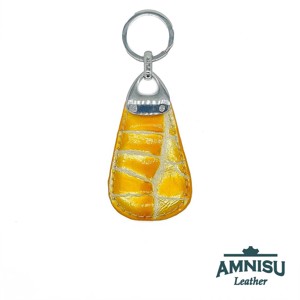 Sárga lakk krokkómintás csepp alakú swarovski köves kulcstartó H2010 - táska & tok - kulcstartó & táskadísz - kulcstartó - Meska.hu