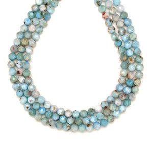 Larimár fazettált golyó 4-5mm  ékszerkészítő alapanyag (füzér), Kellékek & szerszámok, Ásvány alapanyag, Ásványfüzér, , MESKA