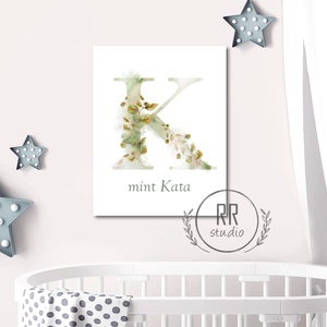 Betű vízfesték hatású, név, Gyerekszoba Kép, babaszoba dekoráció, falikép, névre szóló, kislány, virágos, rét, mező, Otthon & Életmód, Babaszoba, gyerekszoba, Babaszoba kép, Fotó, grafika, rajz, illusztráció, MESKA
